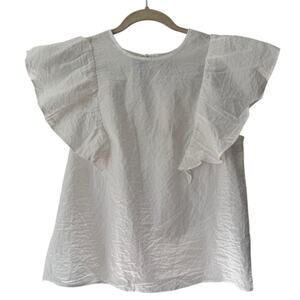 NWT A New Day White Ruffle Sleeve Blouse Women’s Size Small